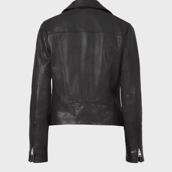 All Saints Black with Tag Dalby Leather Biker Jacket NWT - Picture 8 of 9